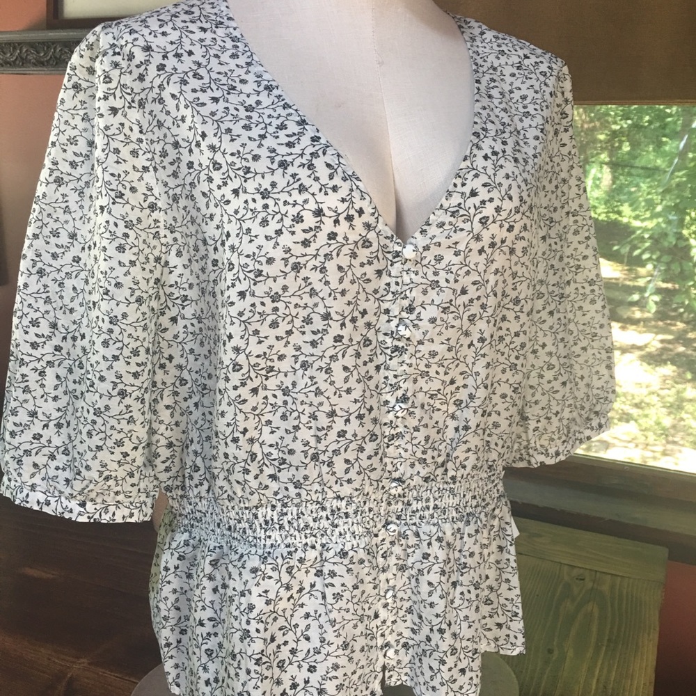 Madewell cotton and silk floral top - size 12 NWT